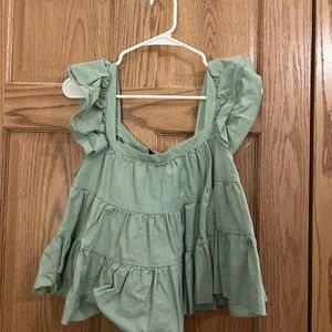 Women's Ruffled Green Top